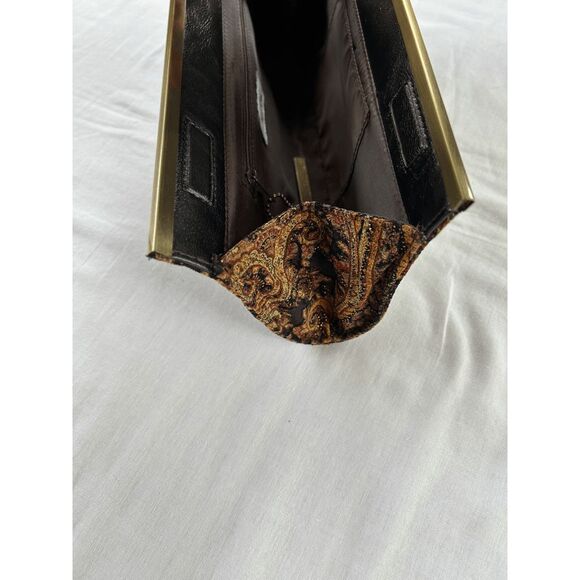 Chinese Laundry Clutch, Medium Size Handbag, Brown, Gold, Glitter, Velvety - Picture 8 of 9